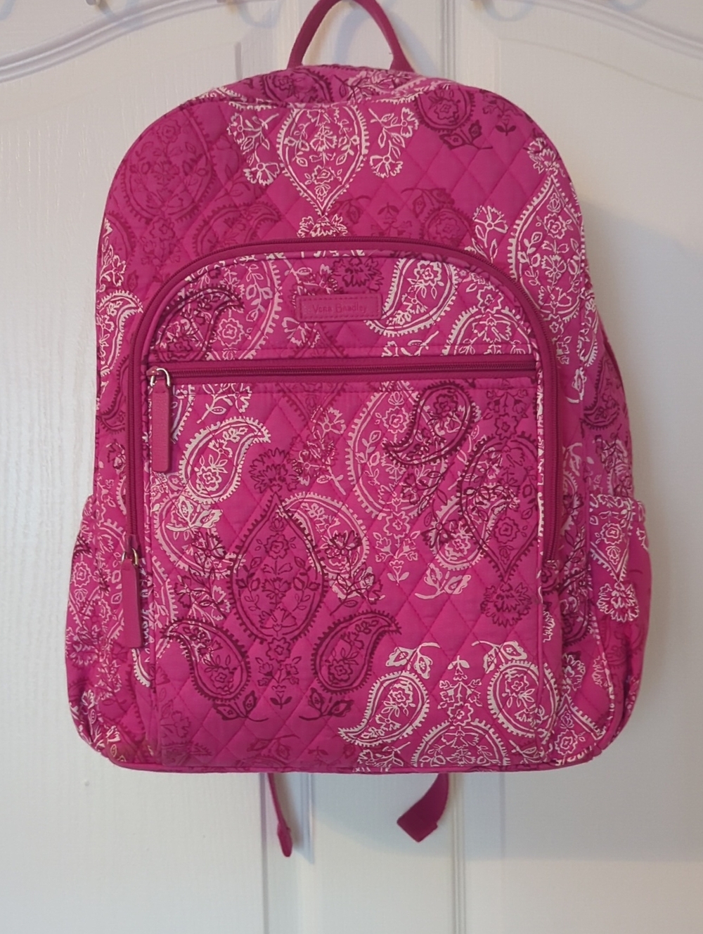 Quilted Paisley Backpack in Hot Pink